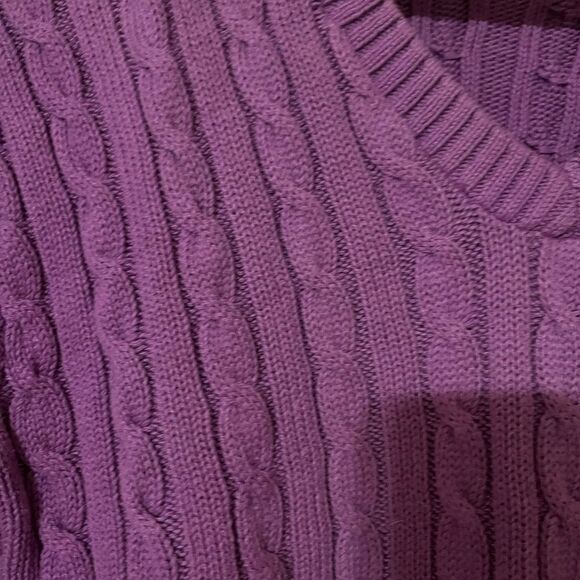 525 America Purple Cable Knit V-Neck Sweater sz XL EUC - Picture 2 of 5